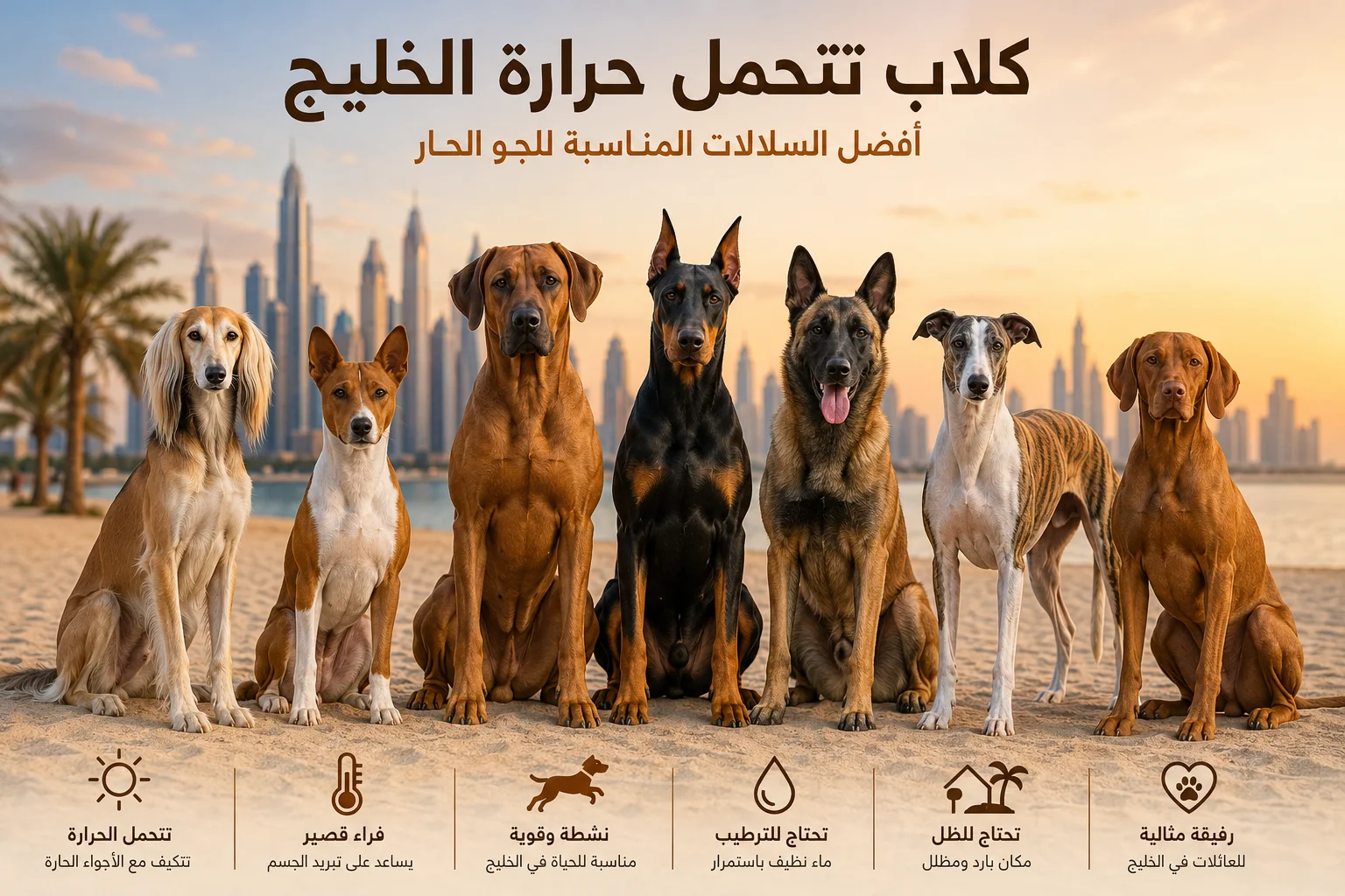 أفضل كلاب تتحمل حرارة الخليج: دليل اختيار السلالة المناسبة للمناخ الحار
