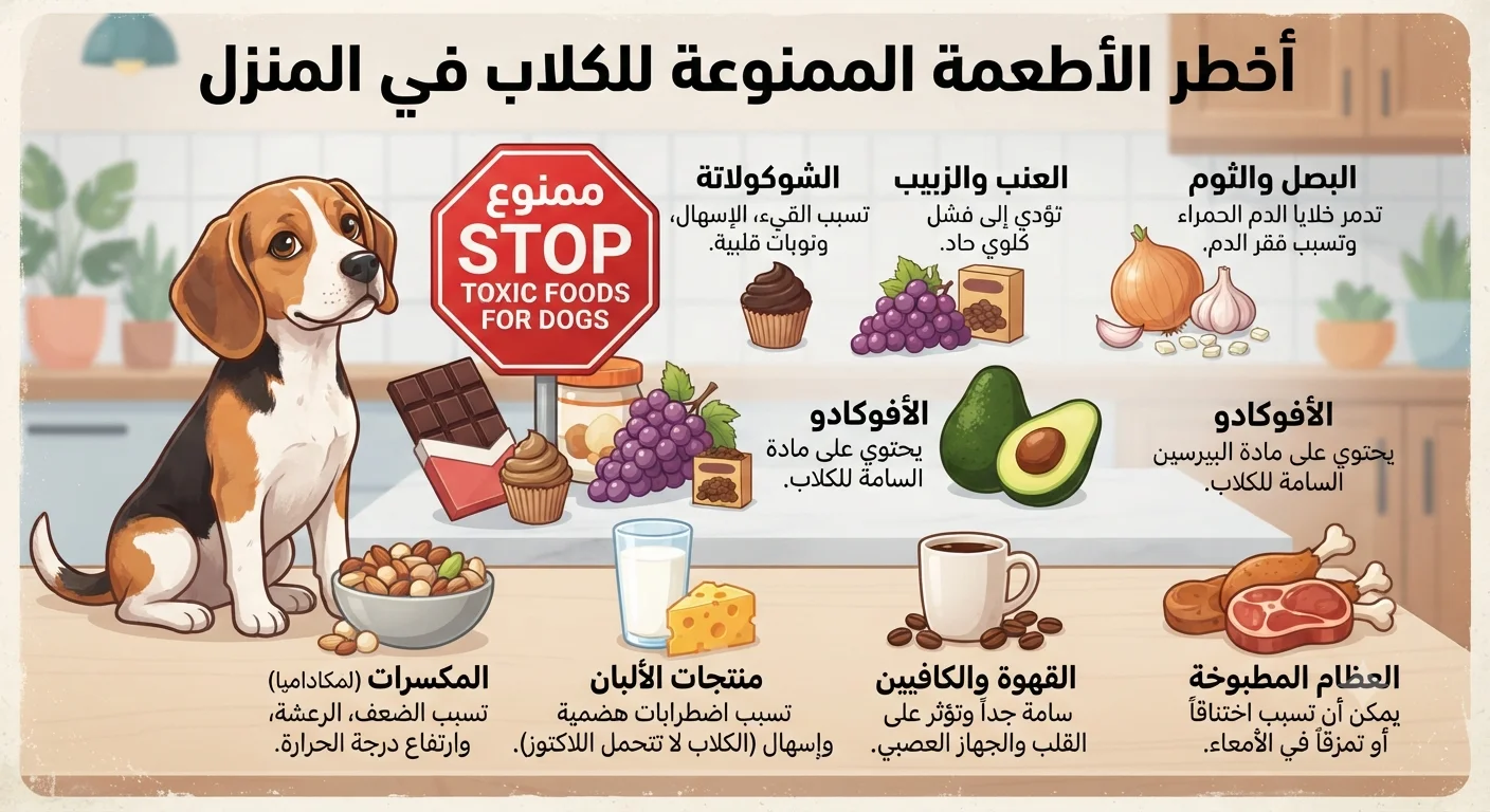 أخطر الأطعمة الممنوعة للكلاب في المنزل