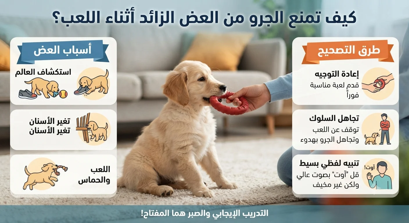 كيف تمنع الجرو من العض الزائد أثناء اللعب؟