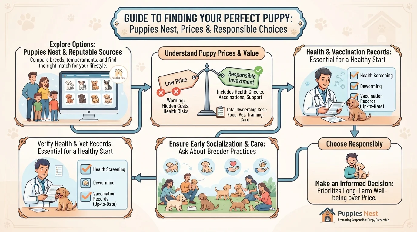 Puppies Nest وأسعار الجراء: ما الذي يجب أن يعرفه المشتري قبل شراء جرو؟