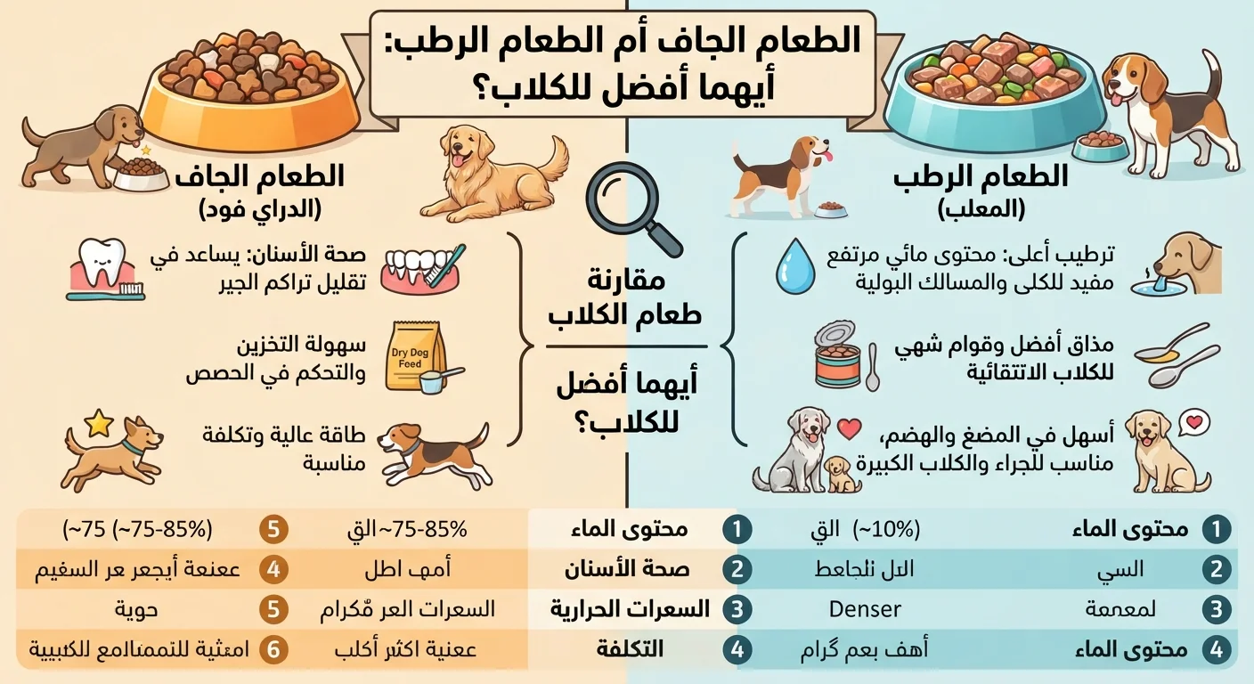 الطعام الجاف أم الطعام الرطب: أيهما أفضل للكلاب؟