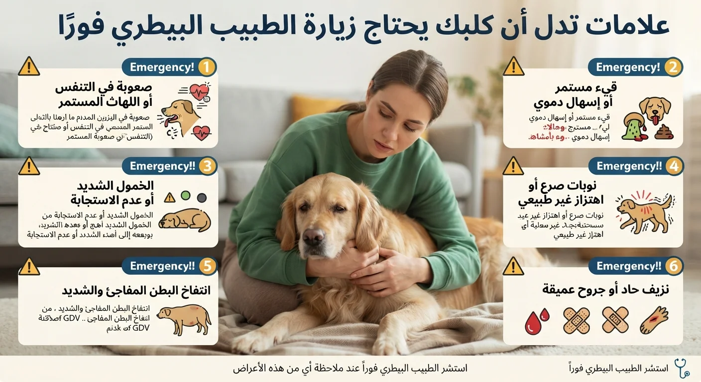 علامات تدل أن كلبك يحتاج زيارة الطبيب البيطري فورًا