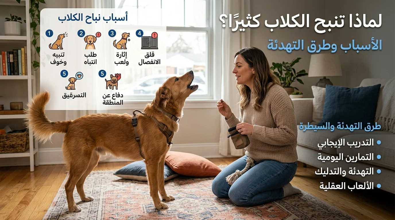 لماذا تنبح الكلاب كثيرًا؟ الأسباب وطرق التهدئة