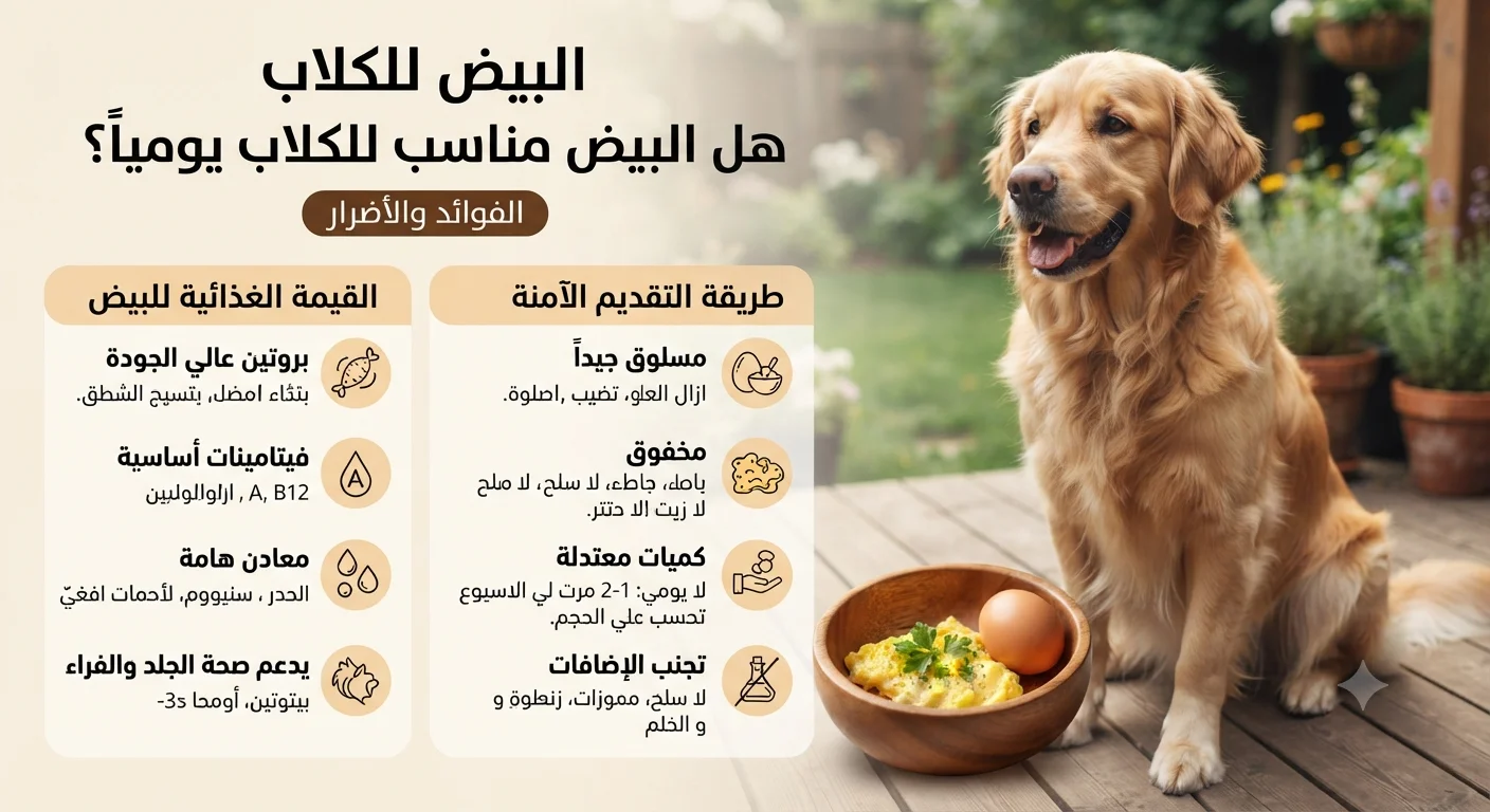 هل البيض مناسب للكلاب يوميًا؟ الفوائد والأضرار
